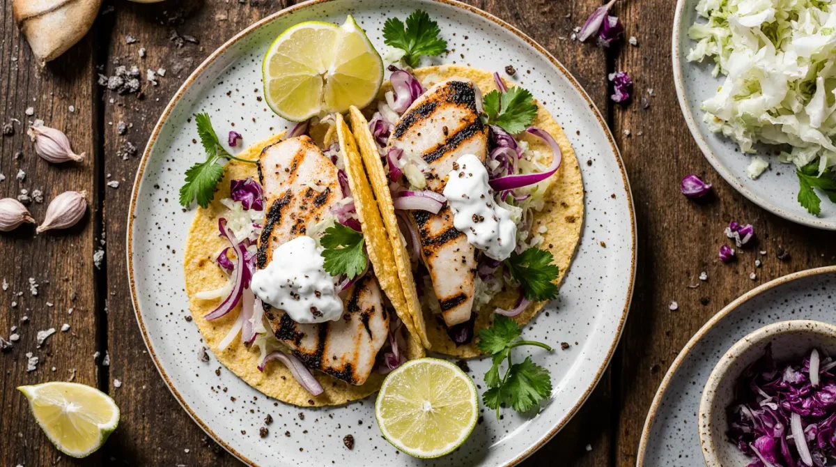 Grilled Mackerel Tacos with Spicy Yogurt Sauce sabsea