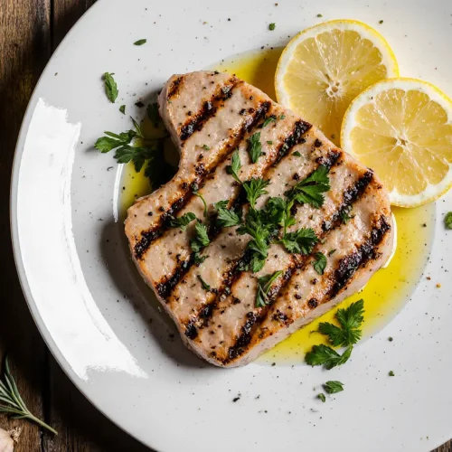 Mediterranean Grilled Tuna Steak with Garlic and Herbs