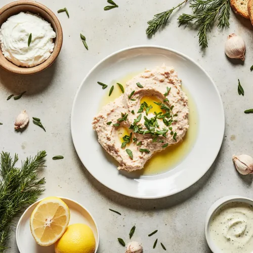 smoked herring spread with cream cheese, chives, and lemon on toast
