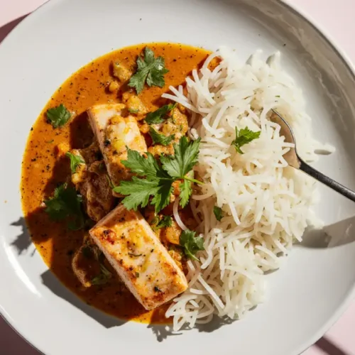 Kanom Jeen Nam Ya recipe: Light Thai Fish Curry with Rice Noodles served in a bowl