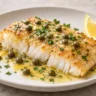 Pan-seared cod piccata with lemon-caper sauce and parsley