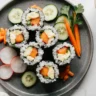 easy kimbap recipe for beginners with colorful rice and vegetables