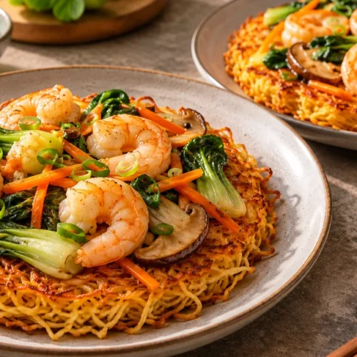 Crispy Noodle Cakes with Shrimp