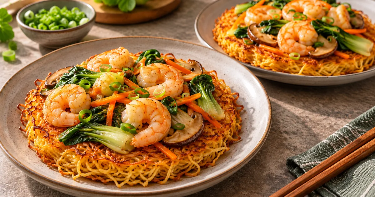 Crispy Noodle Cakes with Shrimp