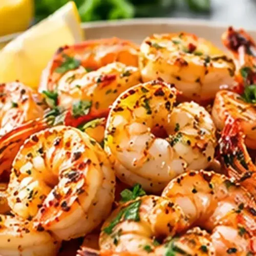 Air fryer shrimp with garlic and lemon