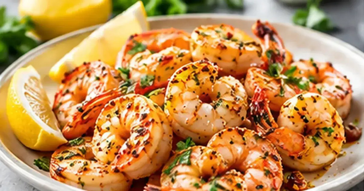 Air fryer shrimp with garlic and lemon