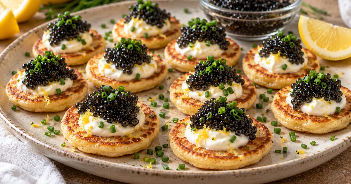 Caviar Blinis with Lemon Crème Fraîche (35 Minutes)