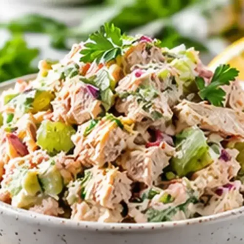 Classic tuna salad with celery and lemon