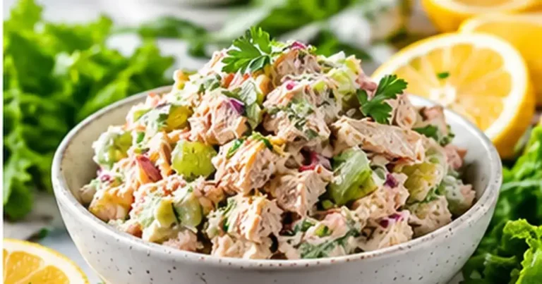Classic tuna salad with celery and lemon