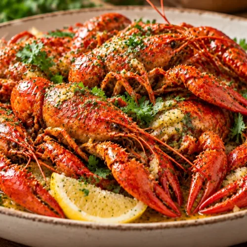 Garlic Butter Crawfish with Lemon (Whole Cooked Crawfish)